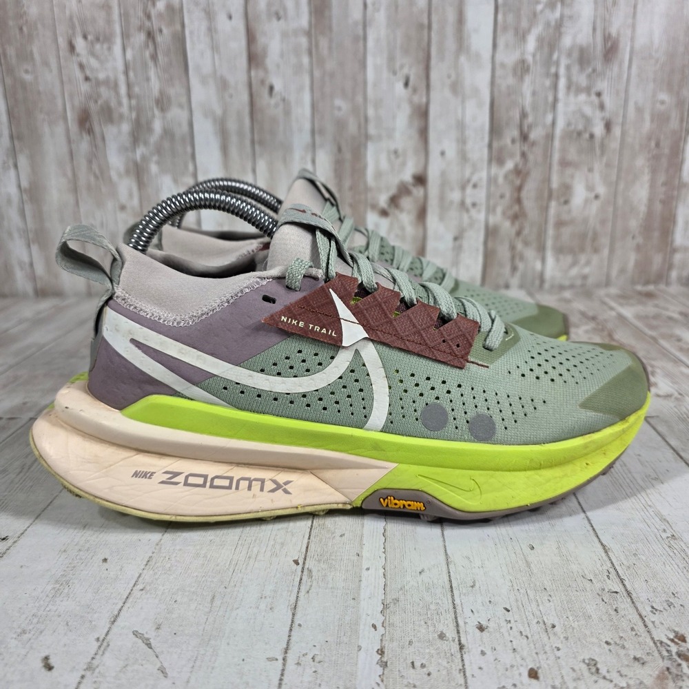 Nike Zegama 2 Trail Running Shoes Oil Green Volt FD5191-300 Womens 7.5